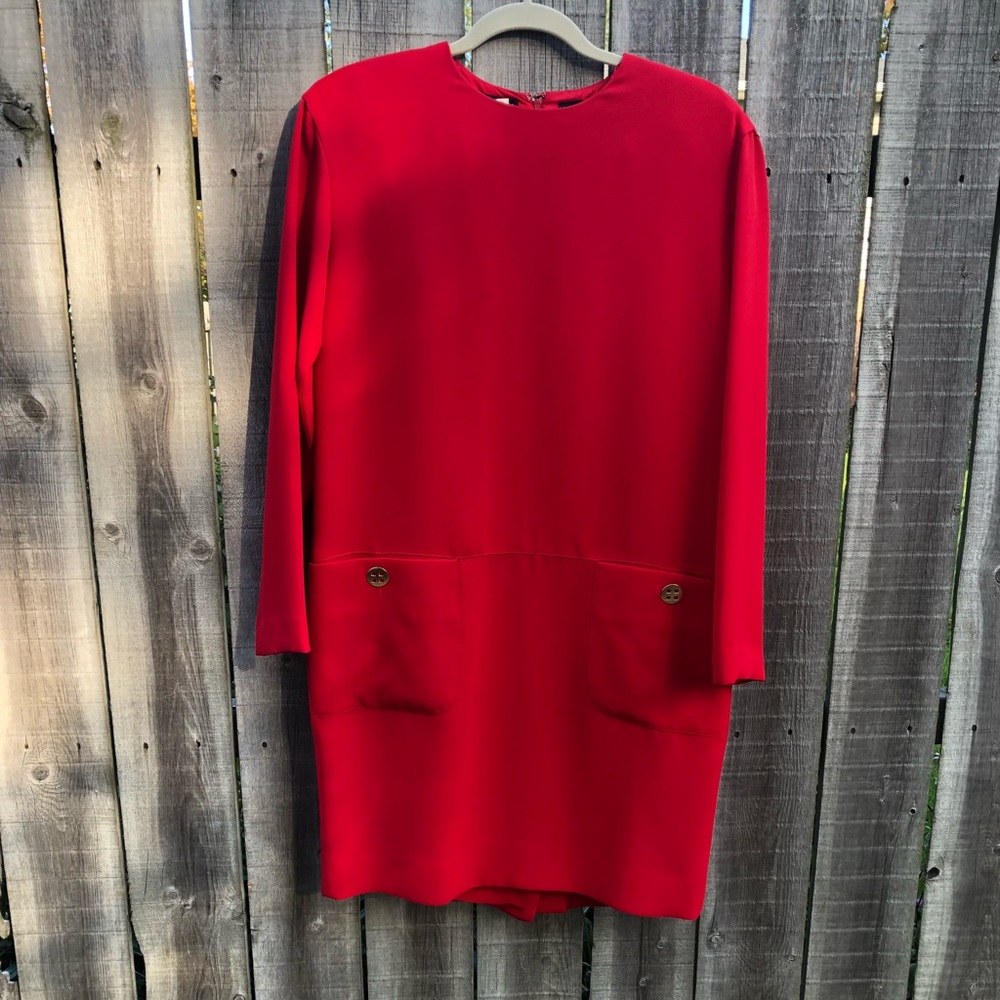 Liz Claiborne Red Long Sleeve Shift Dress